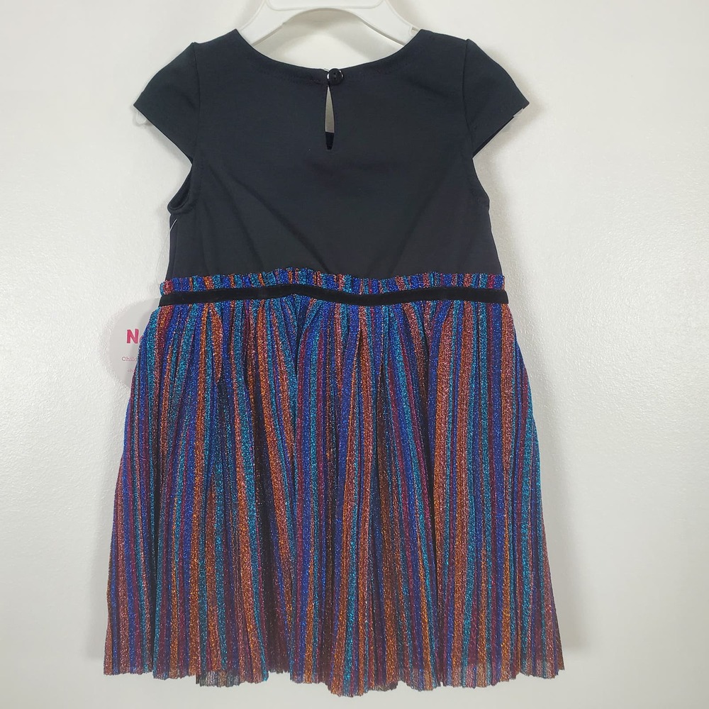 Nanette Kids NWT 2T black and rainbow pleated dress - Picture 2 of 3